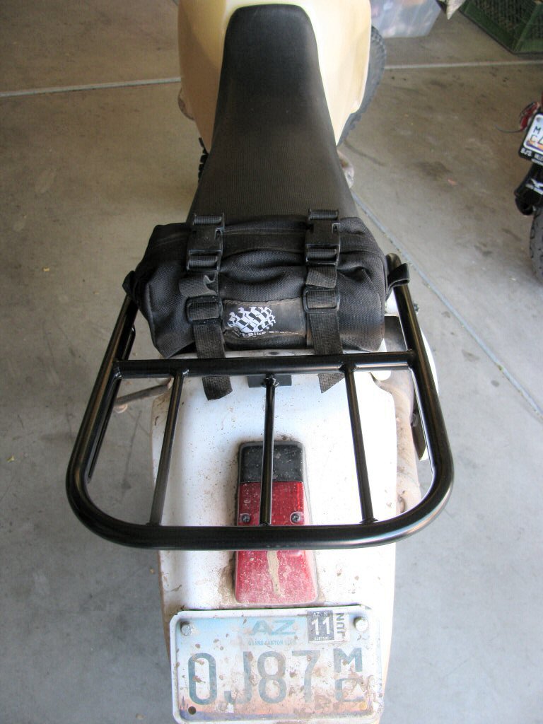 The revised ManRacks DR350 luggage rack fit to my 1993 Suzuki DR350.