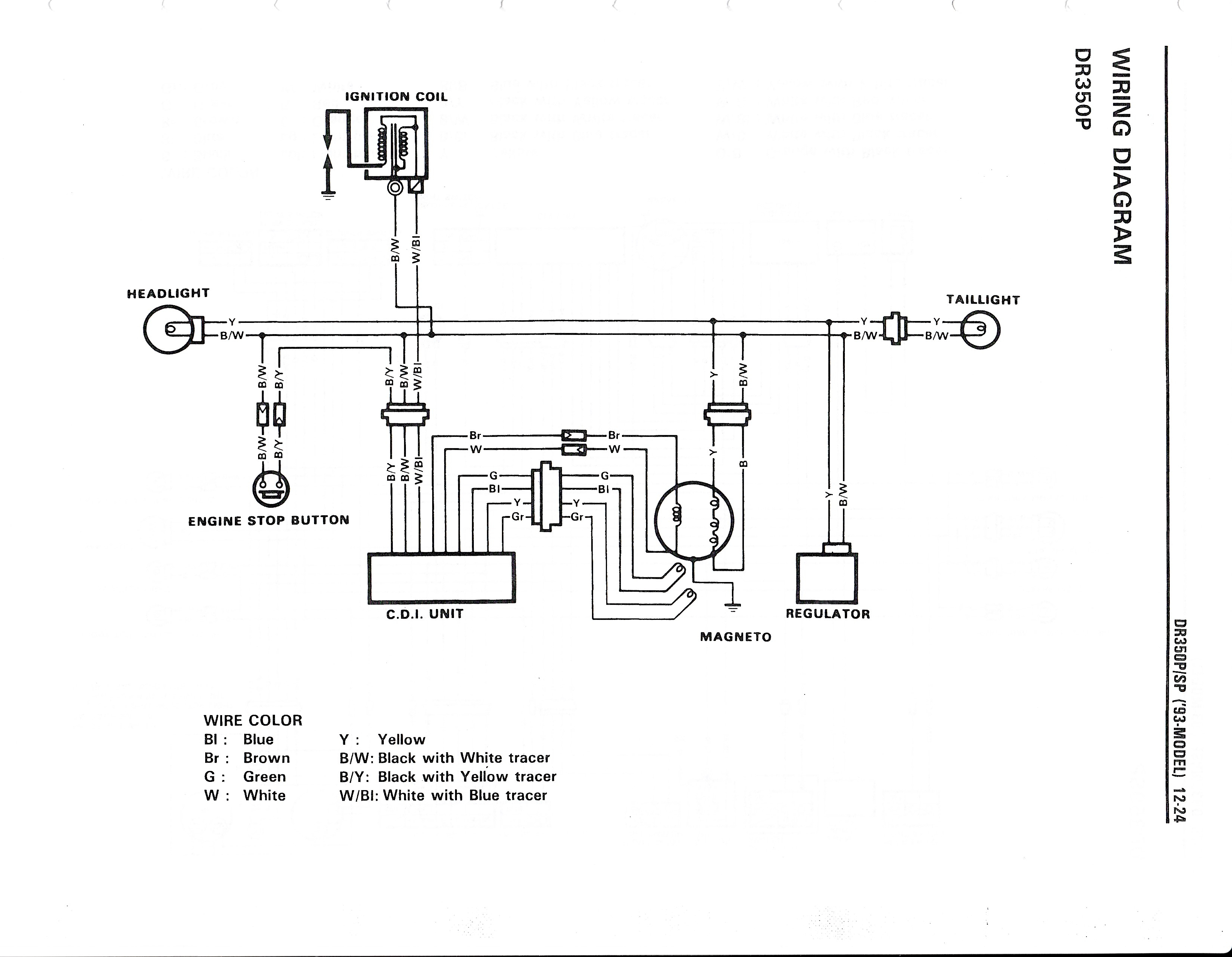 Wiring diagram for the DR350 (1993 and later models) - Suzuki Parts