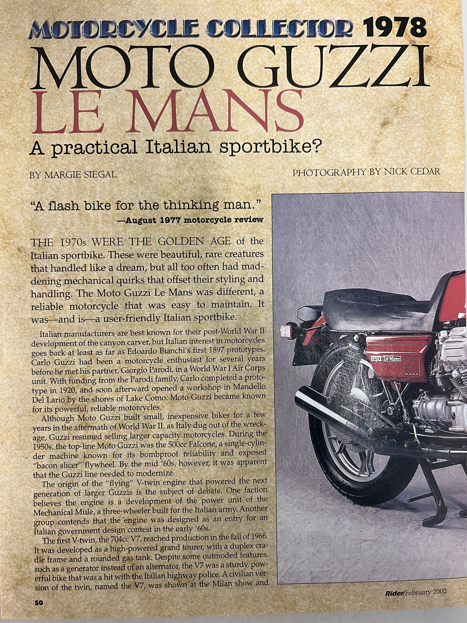 Article - Rider (2002 February) 1978 Moto Guzzi Le Mans