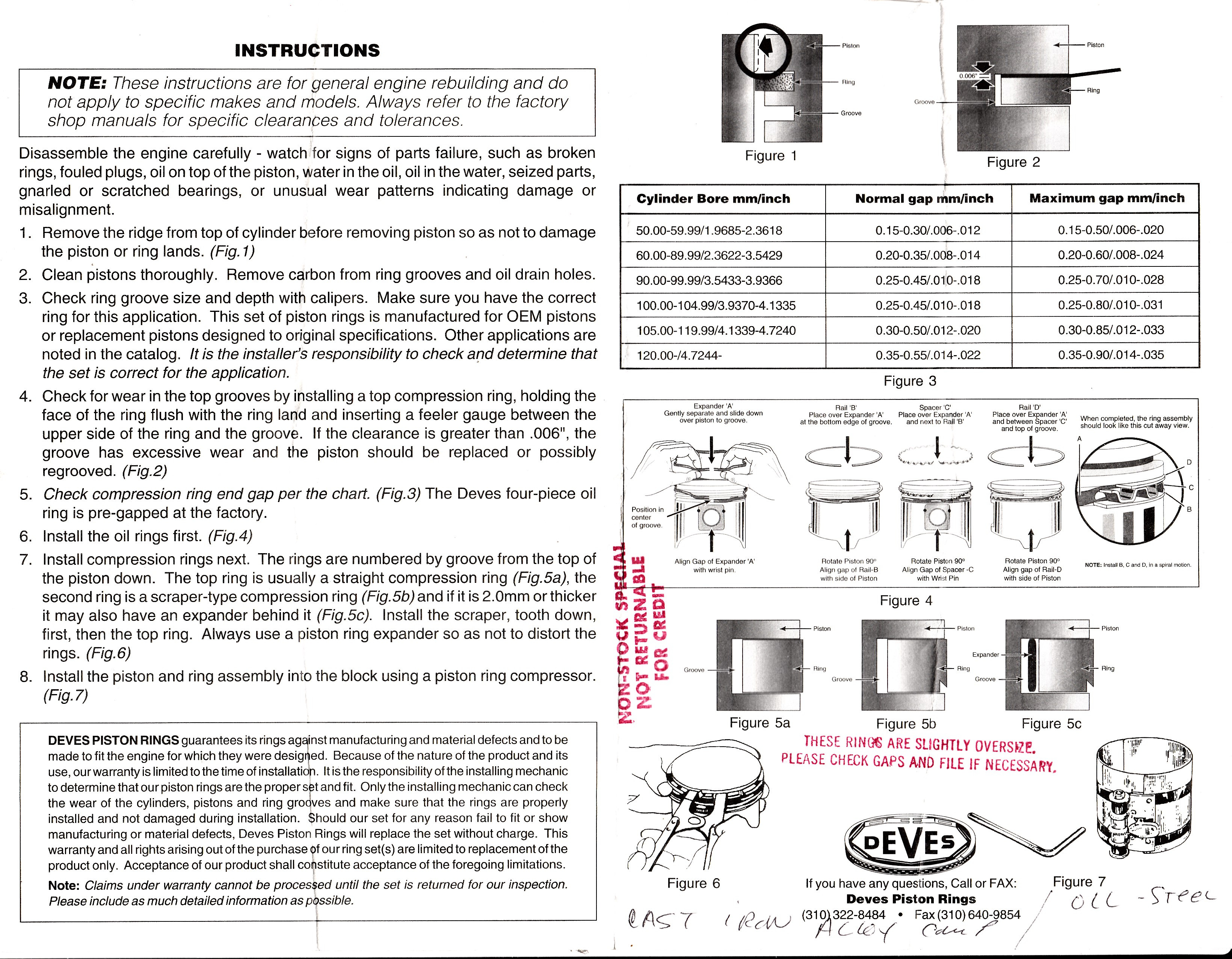 Installation instructions - Deves piston rings
