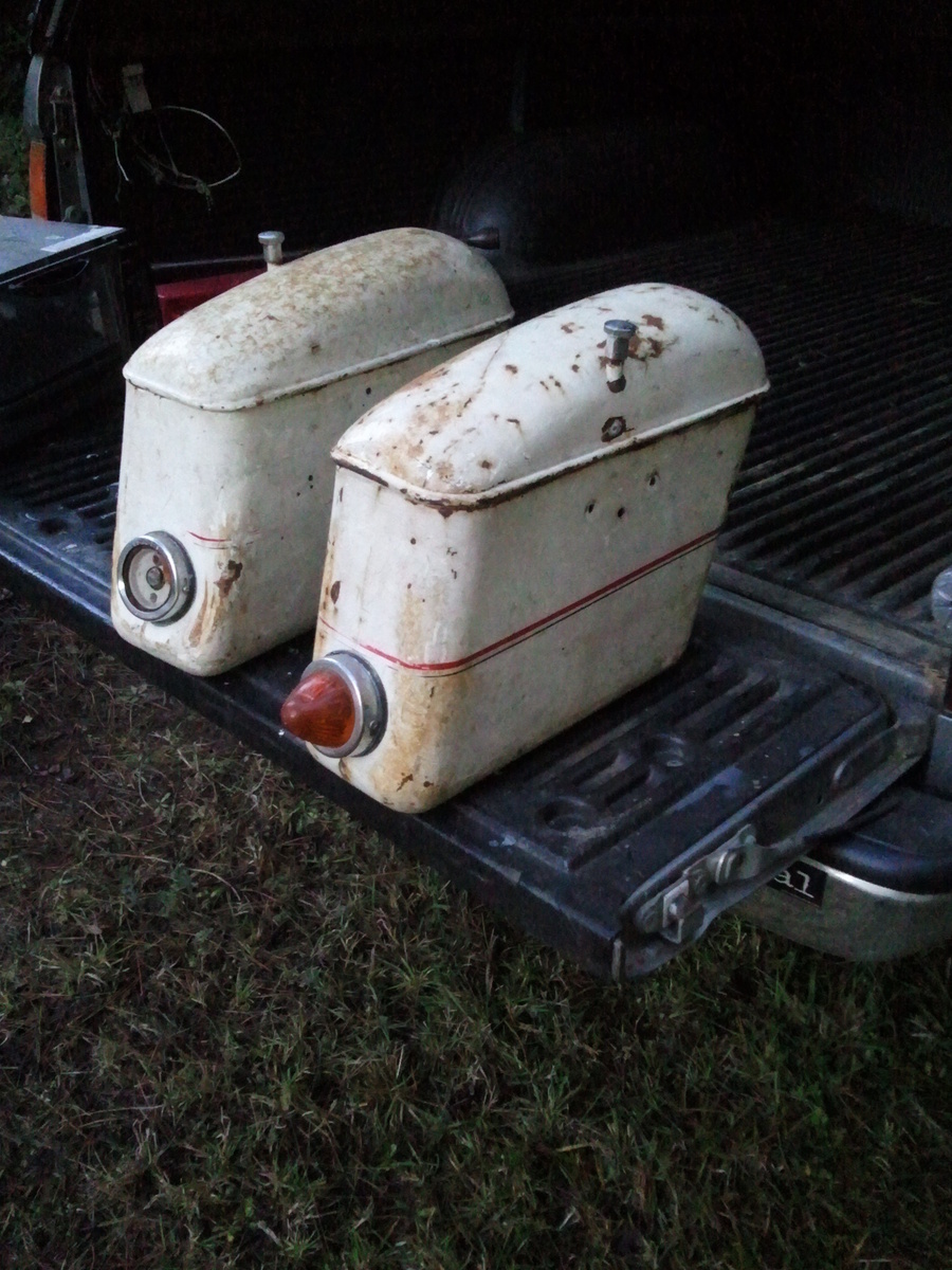 Chris Hayter found these Moto Guzzi metal saddlebags in a storage locker.