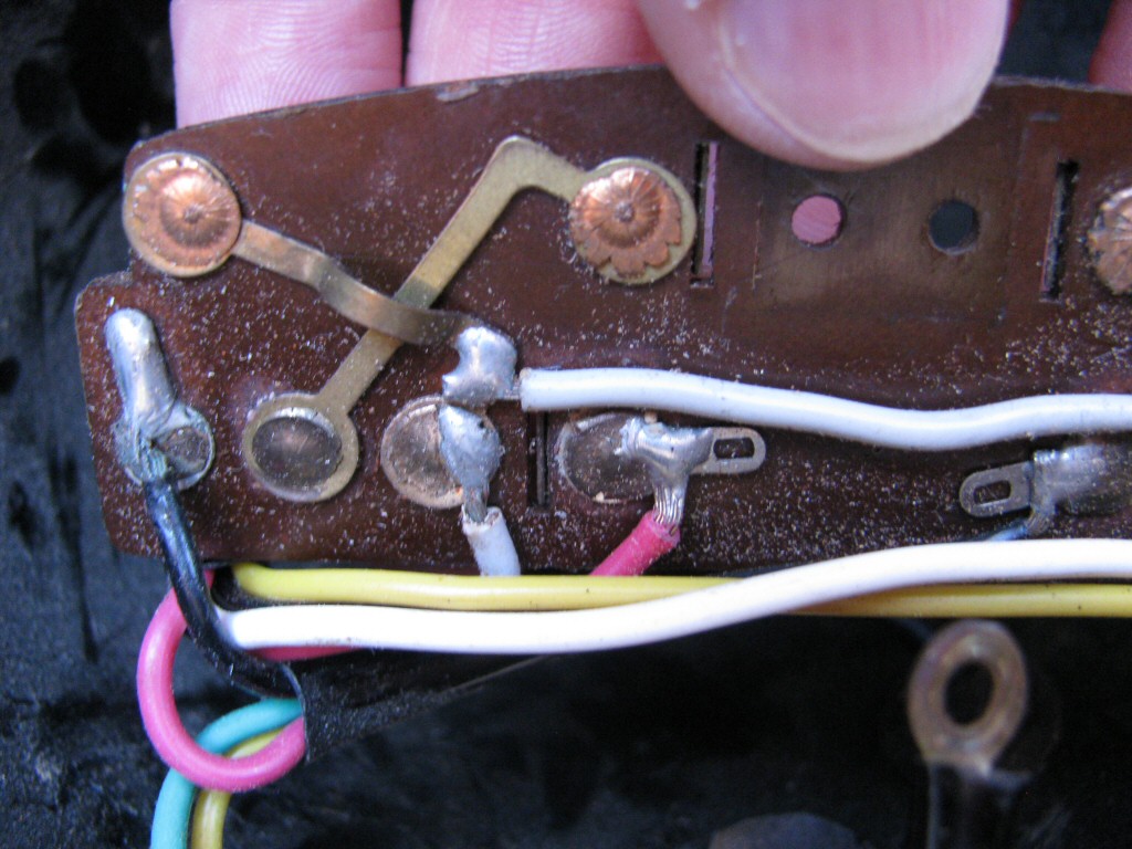 Soldered connections on the back side of the distribution panel, as fit to a Moto Guzzi Astore.