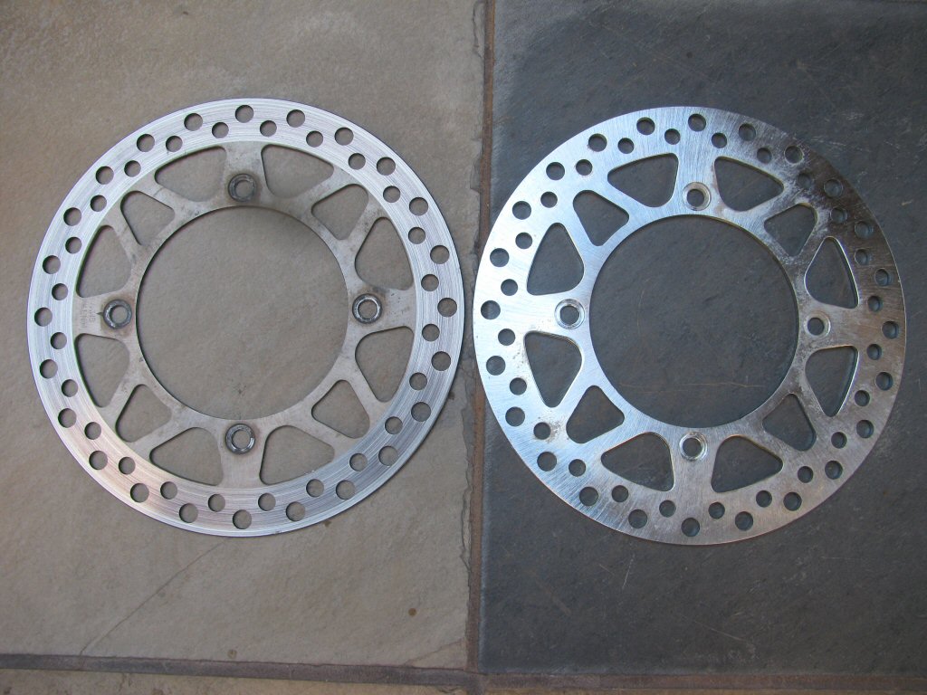 Side by side comparison of front brake discs.