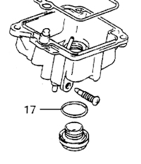 O-ring to seal the carburetor drain plug to the carburetor (SPN# 09280-12012).