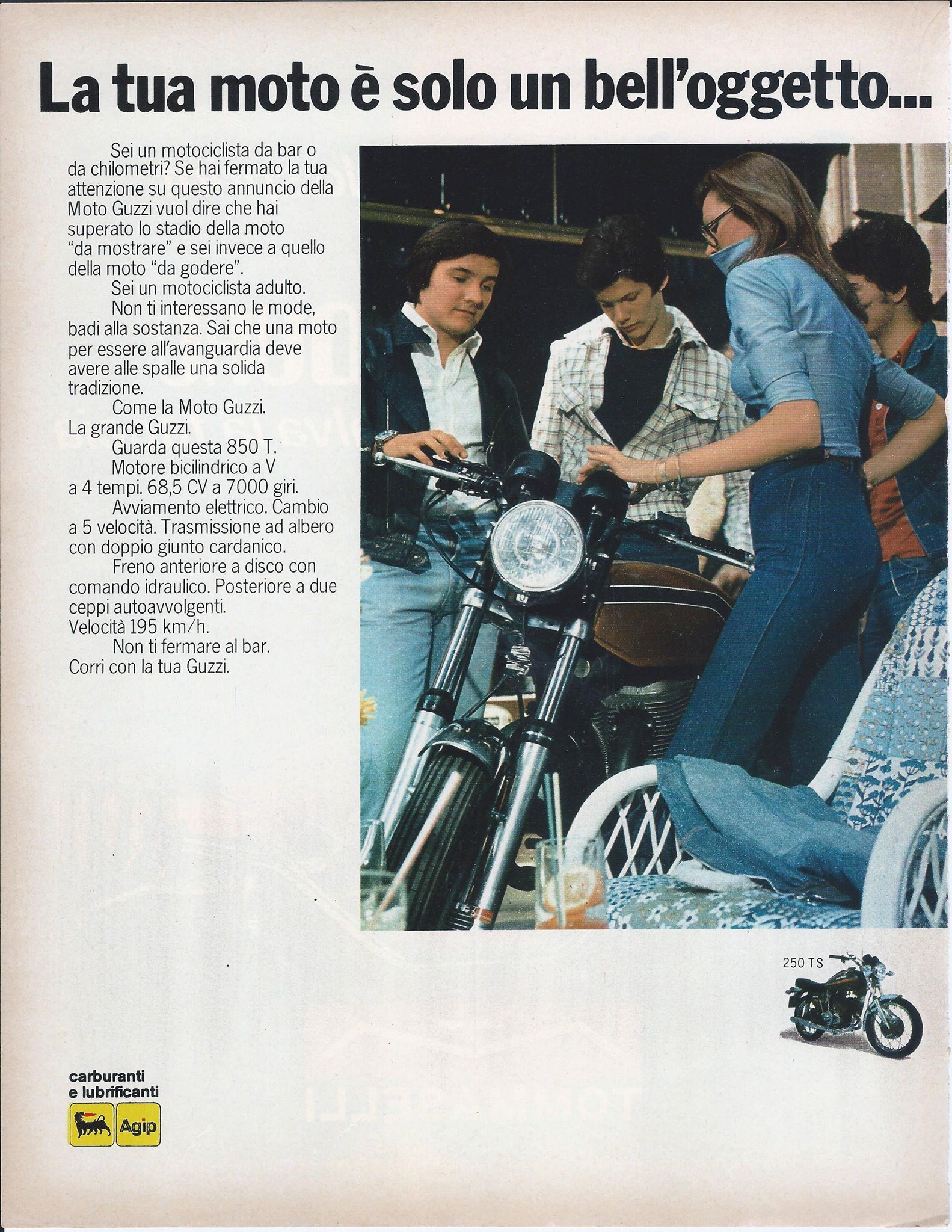 Moto Guzzi advertisement: La tua moto e solo un bell'oggetto...o anche una bella moto?