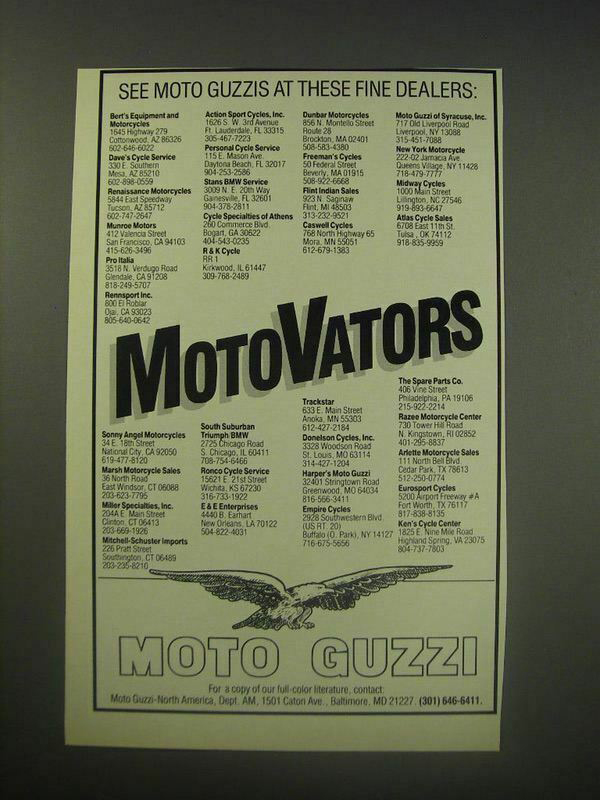 Advertisement - Moto Guzzi dealers