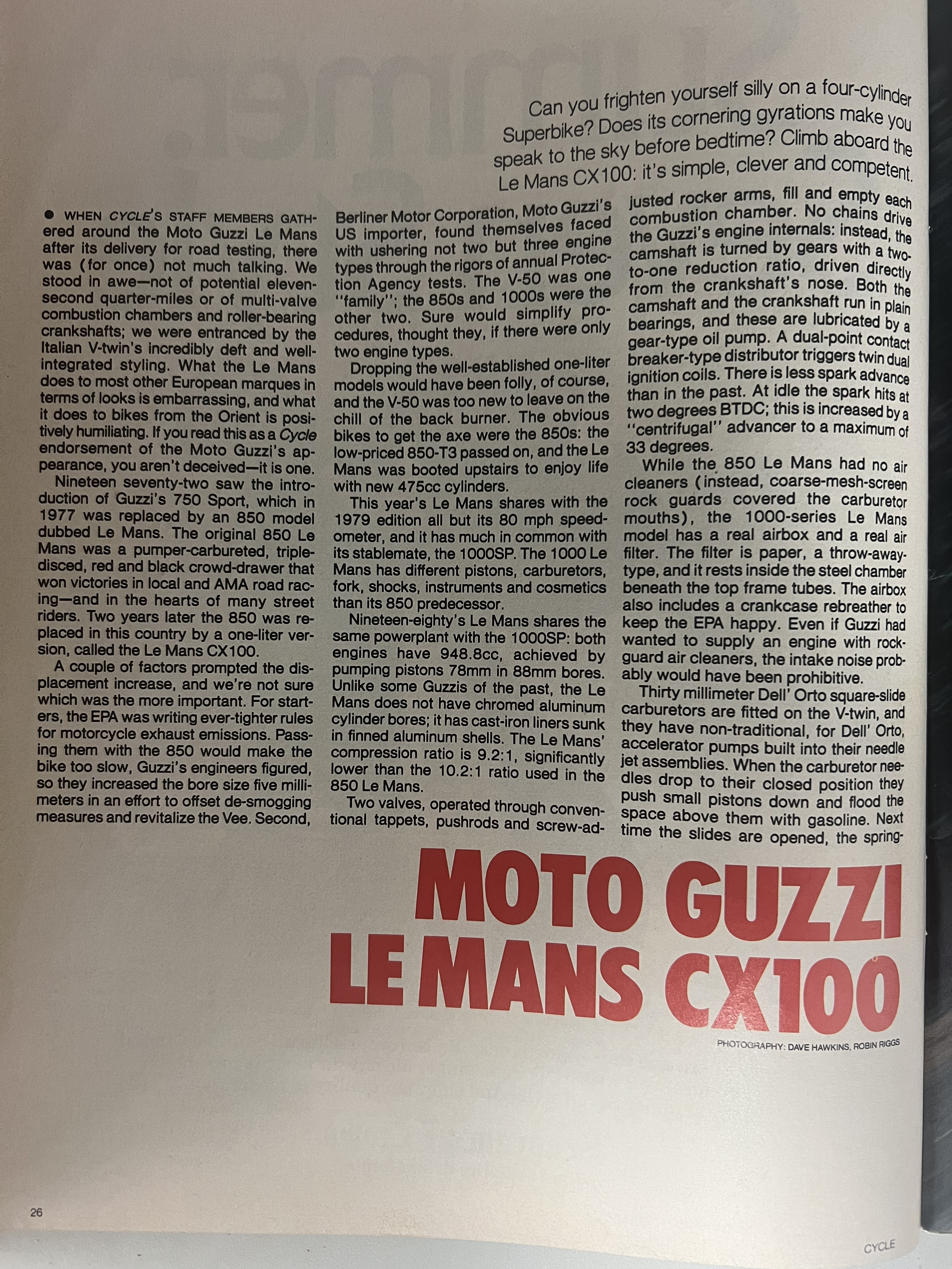 Article - Cycle (1980 July) Moto Guzzi Le Mans CX100