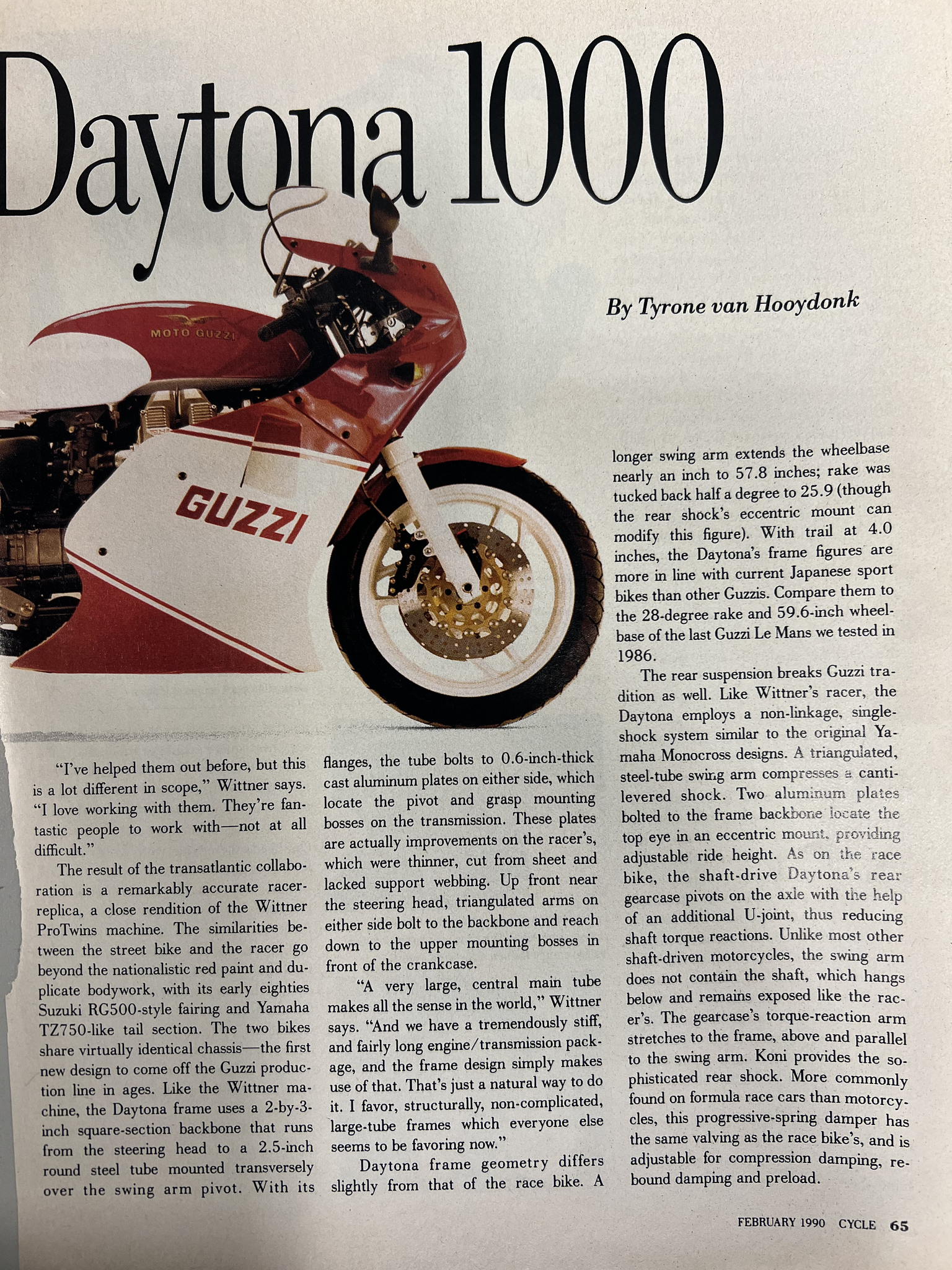 Article - Cycle (1990 February) Moto Guzzi Daytona 1000