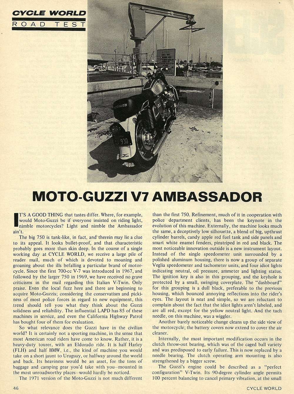 Article - Cycle World (1971 June) Moto Guzzi V7 Ambassador