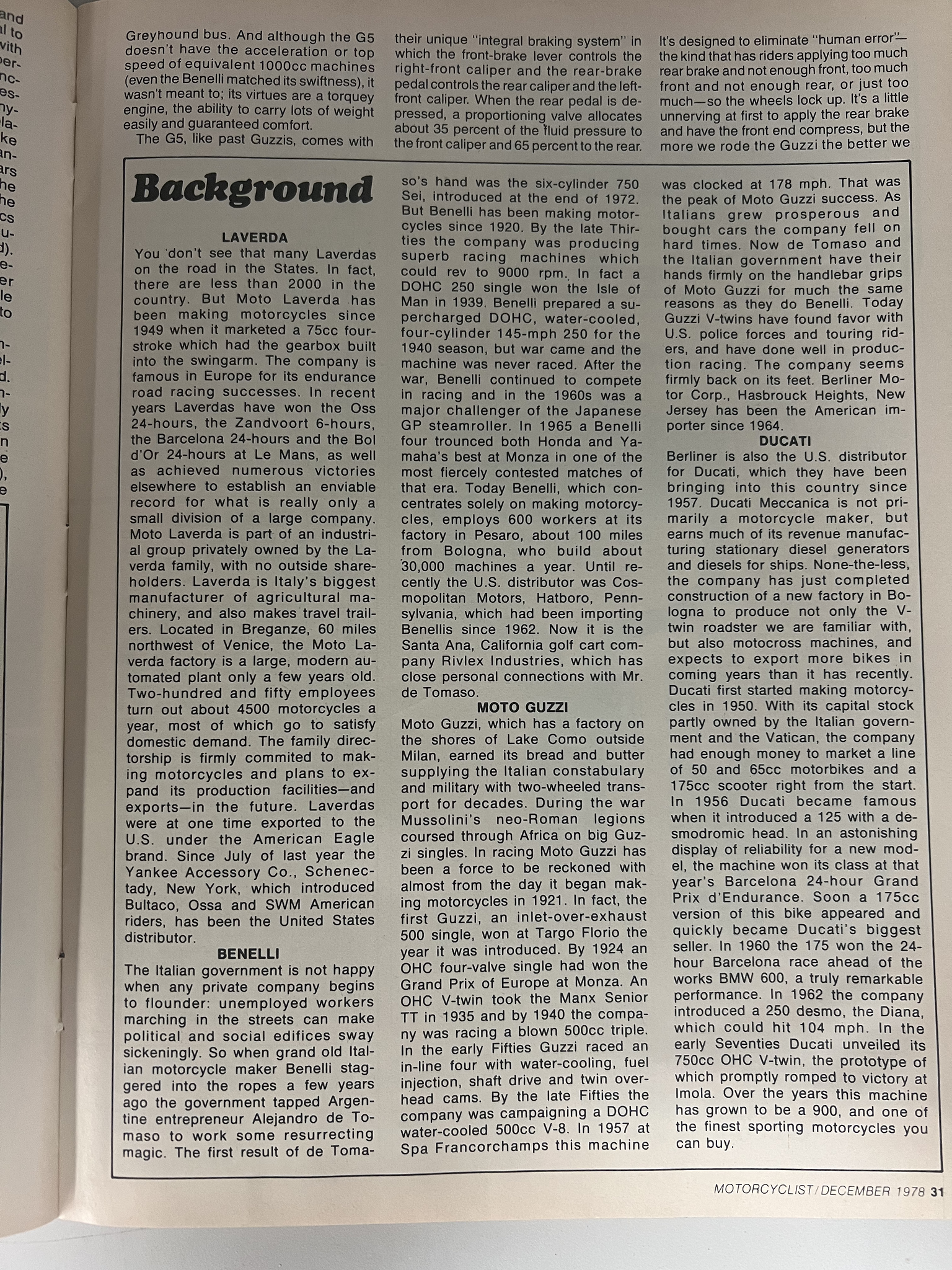 Article - Motorcyclist (1978 December) Four Americans Take a Look At Four Italians