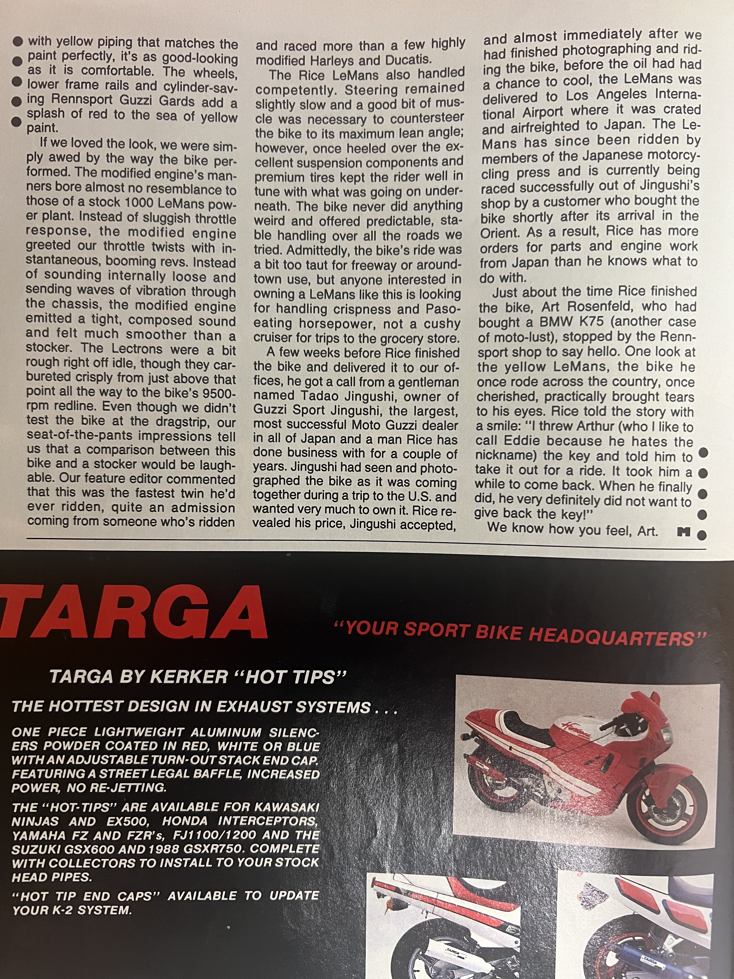 Article - Motorcyclist (1988 August) Screamin' Yellow