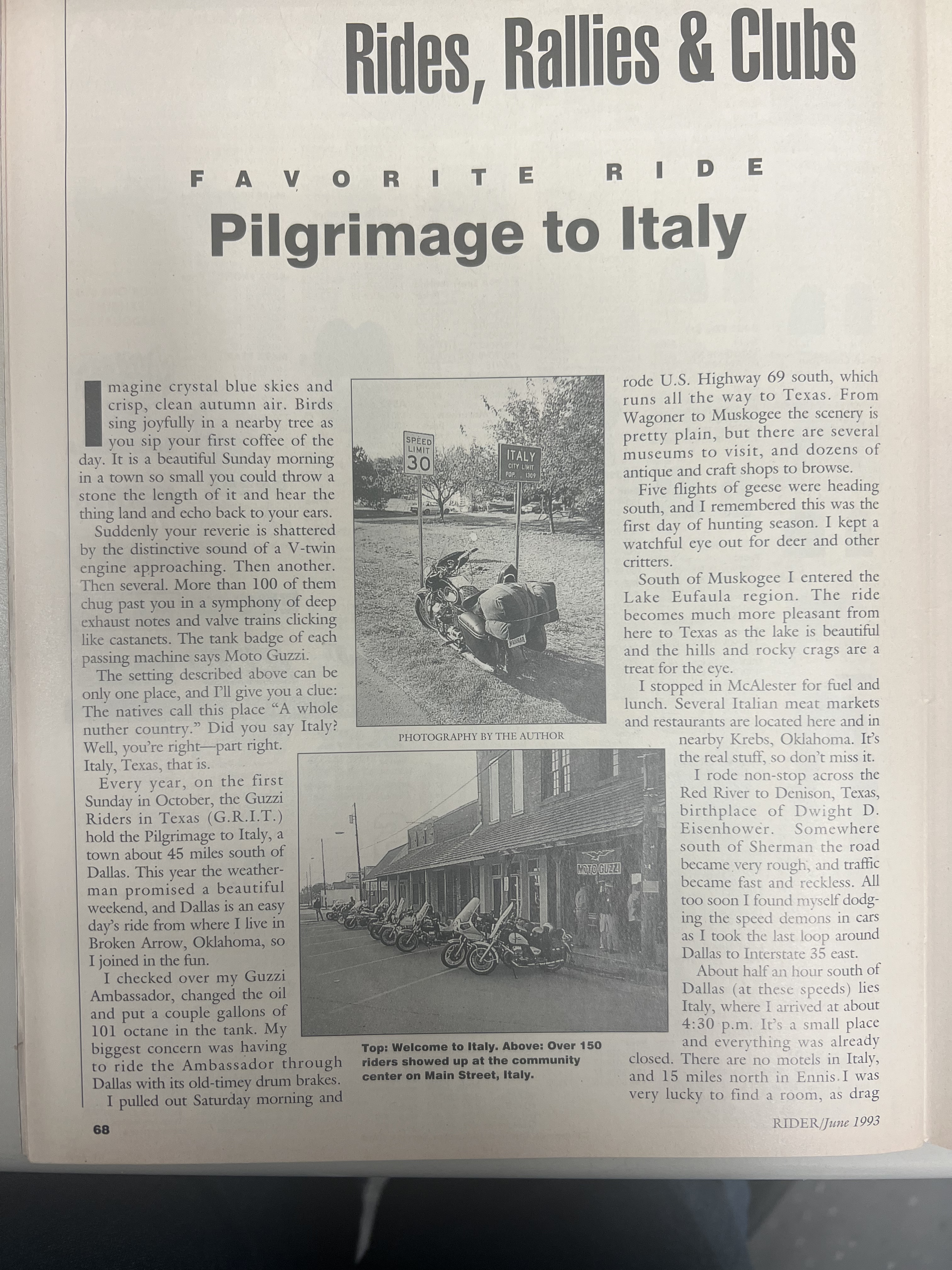 Article - Rider (1993 June) Pilgrimage to Italy