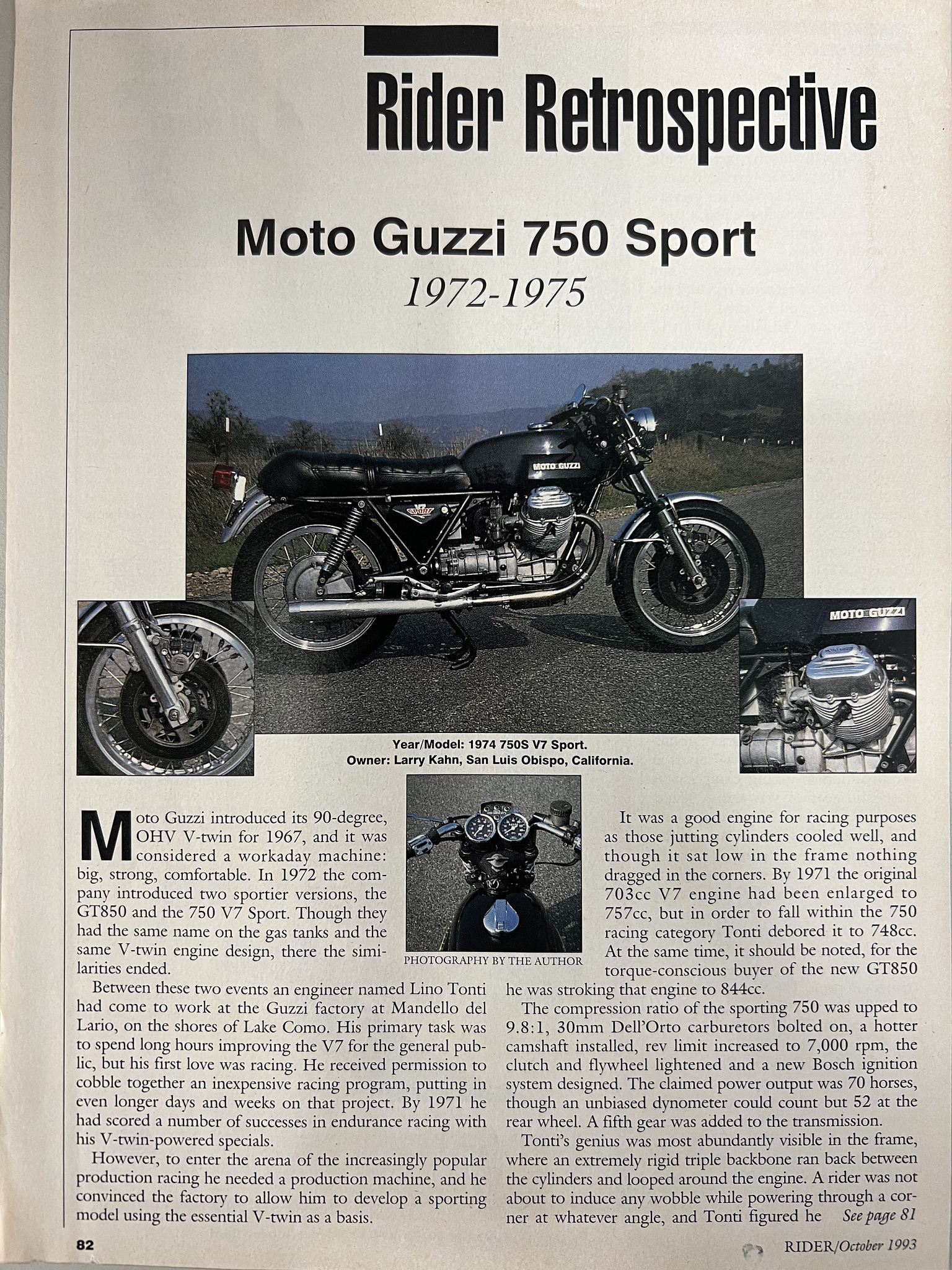 Article - Rider (1993 October) Moto Guzzi V7 Sport