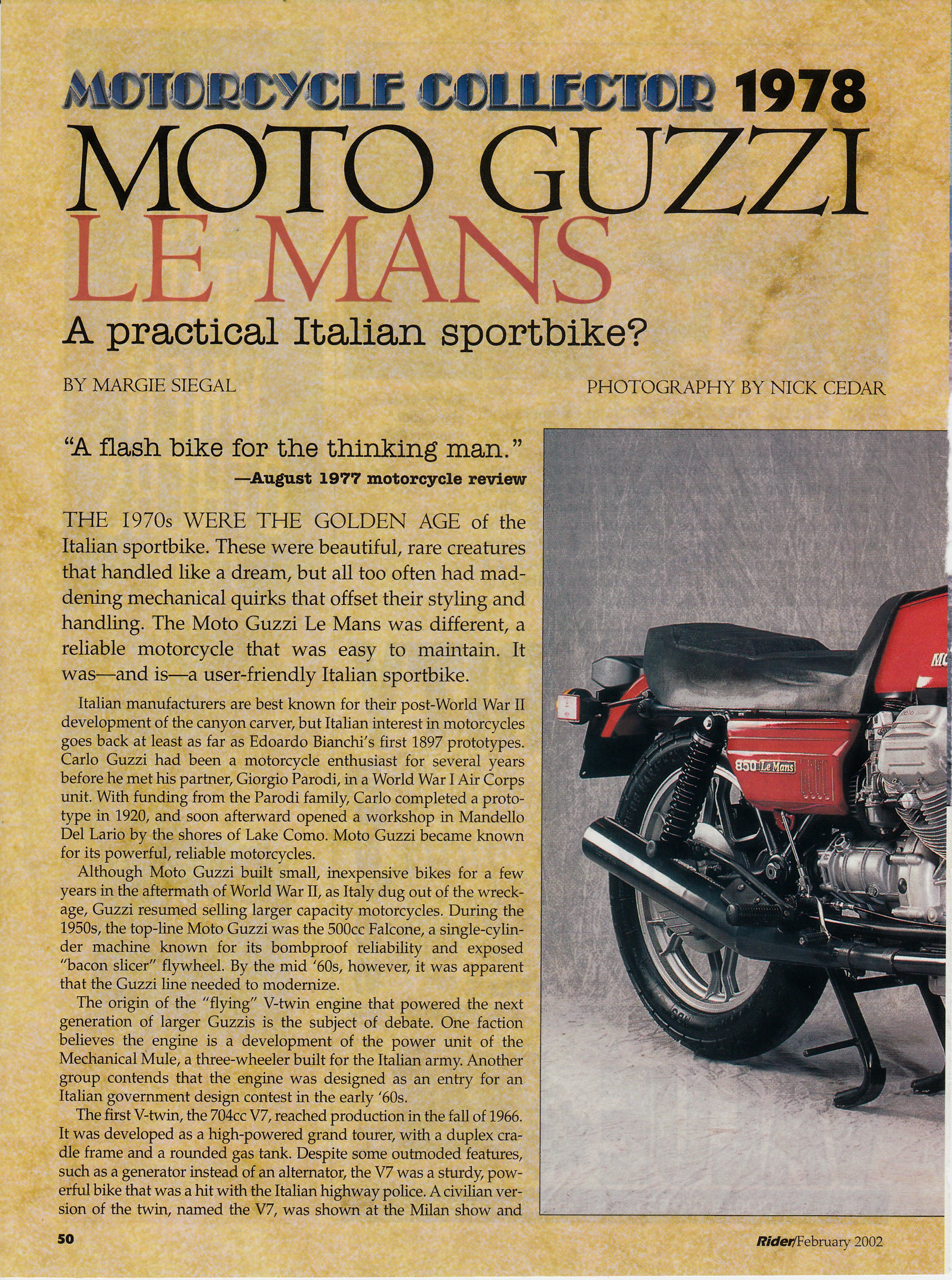 Article - Rider (2002 February) Moto Guzzi Le Mans - A practical Italian sportbike?
