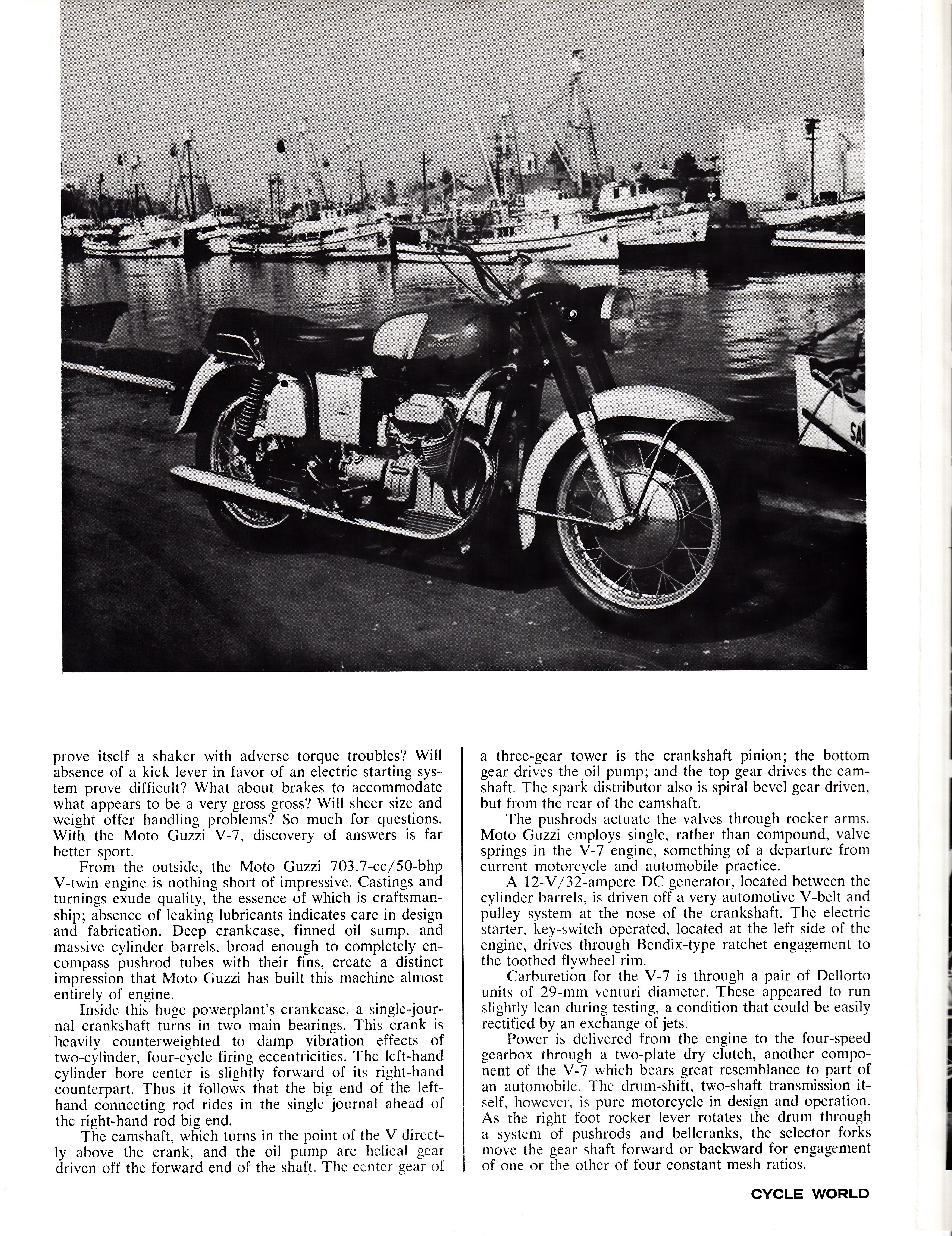 Moto Guzzi V700 factory brochure of magazine reviews, Page 2 of 8.
