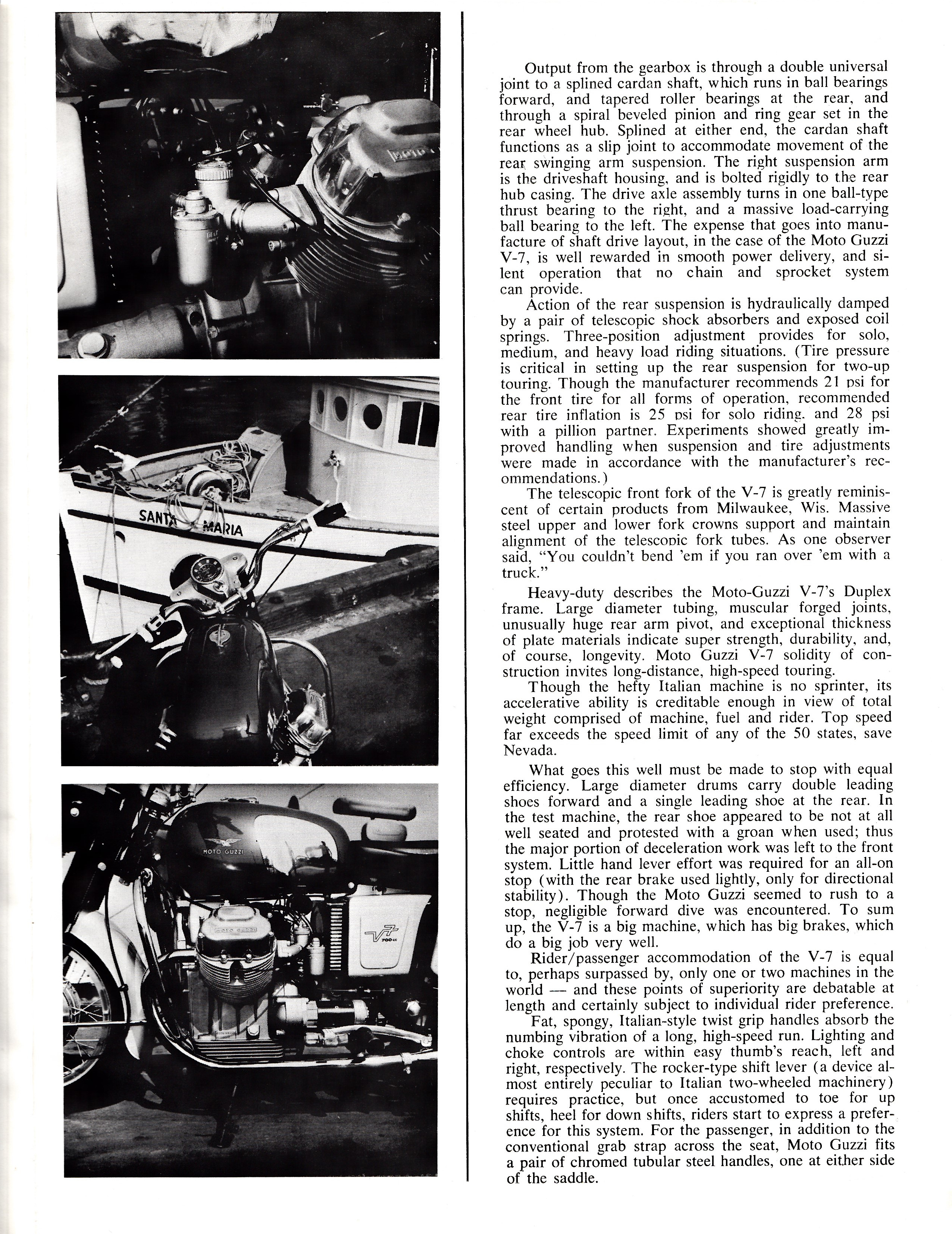 Moto Guzzi V700 factory brochure of magazine reviews, Page 3 of 8.