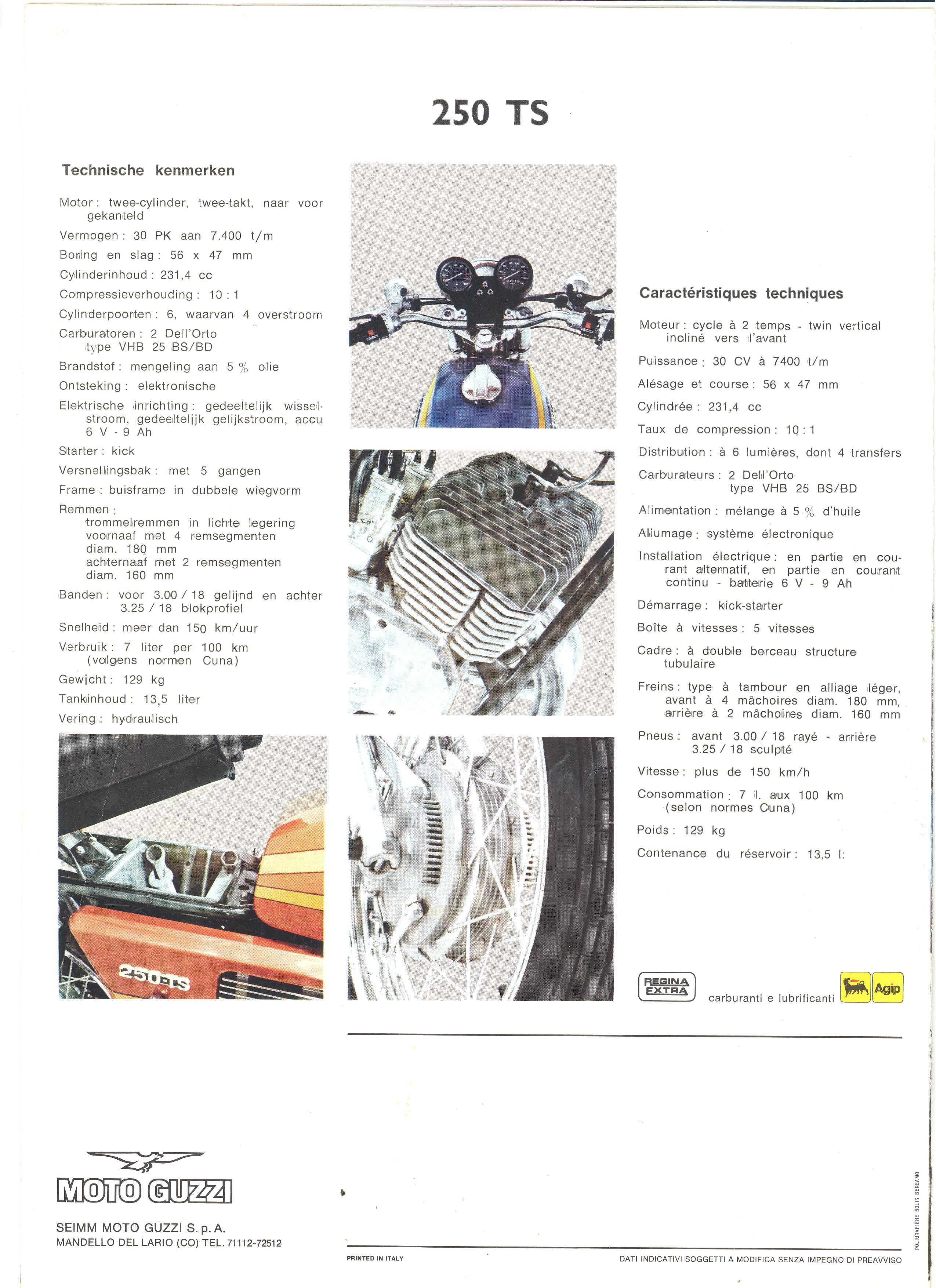 Moto Guzzi factory brochure: 250 TS
