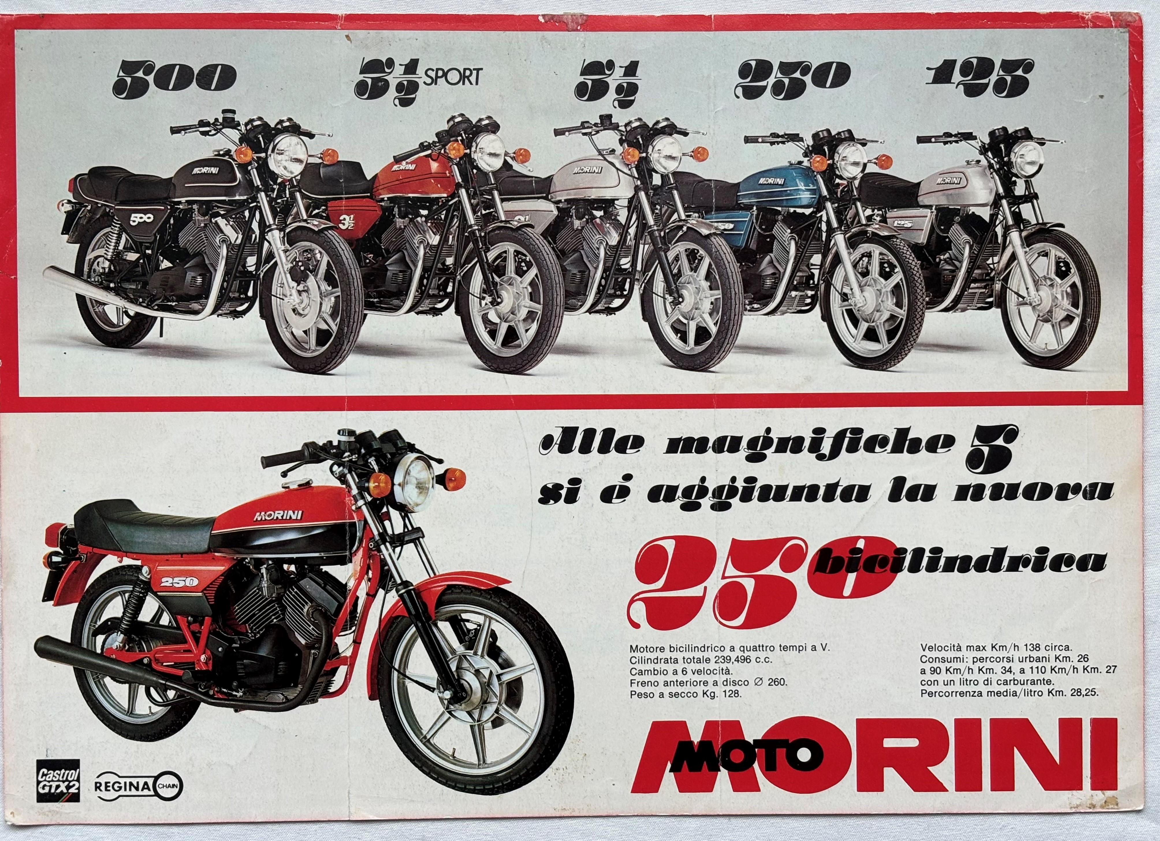Brochure - Moto Morini 125, 250, 350, 350 Sport, 500