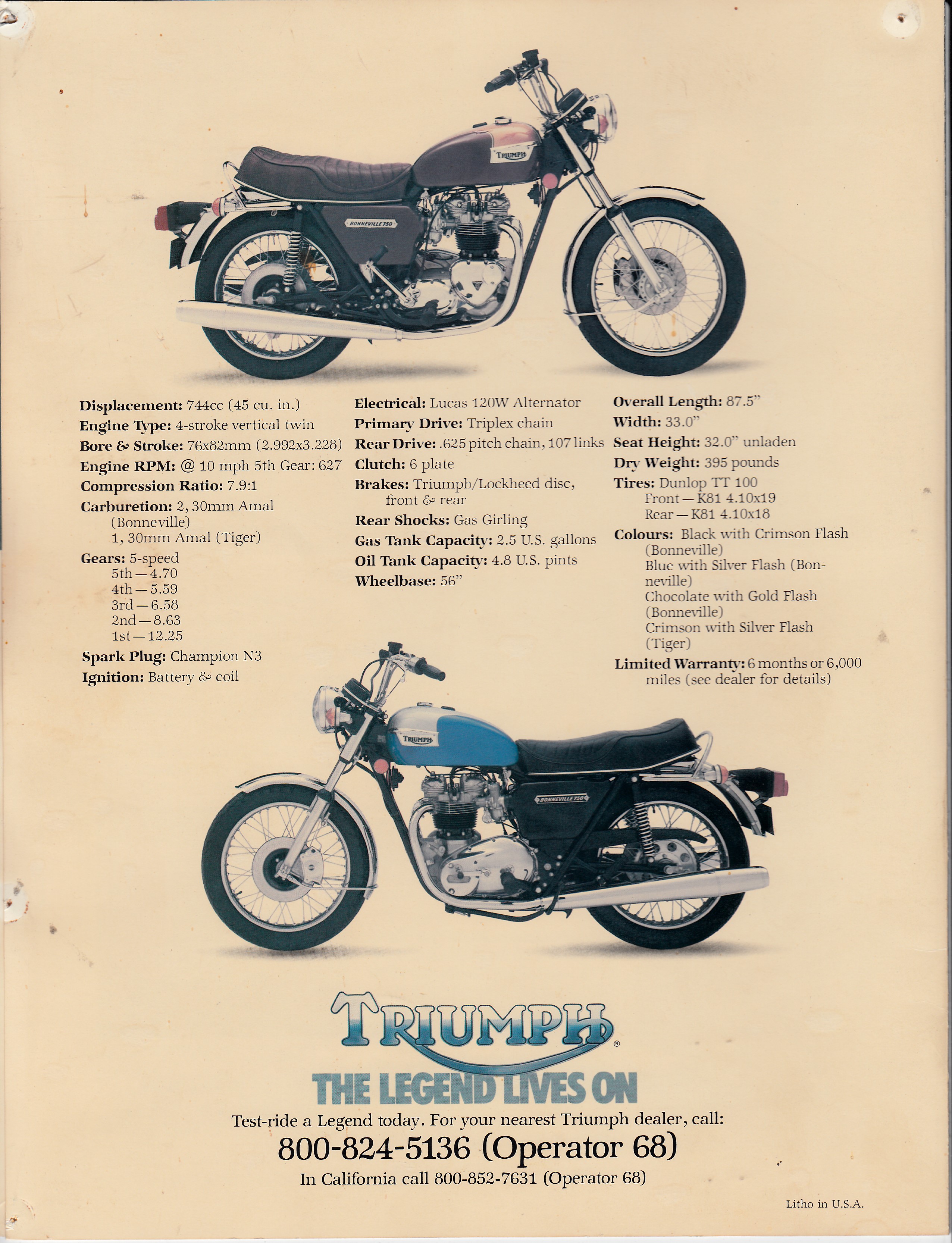 Brochure - Triumph Bonneville 1978