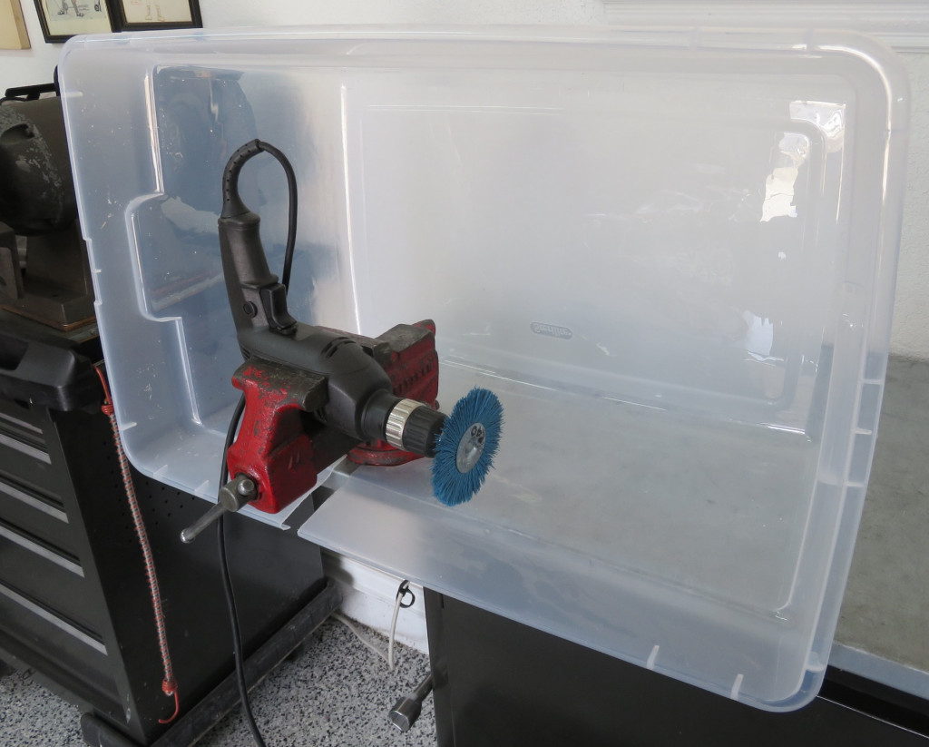 Creating a bench top buffer hood from a plastic tub