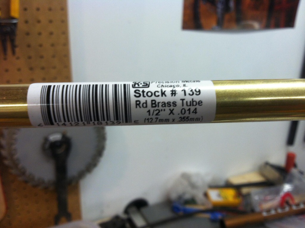 The 1⁄2 inch OD tube sold by K&S Precision Metals.