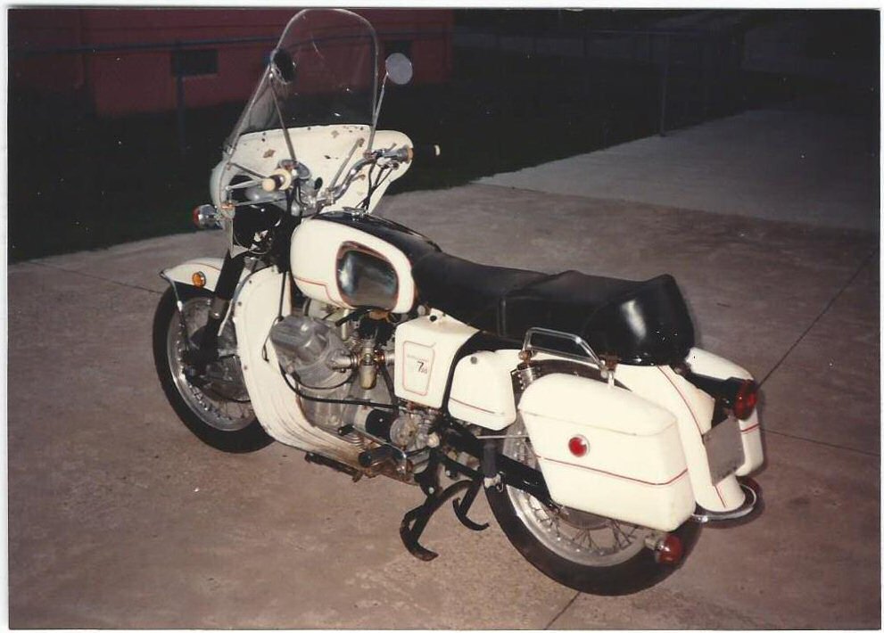 Moto Guzzi polizia fairing mounted to an A-series Ambassador.