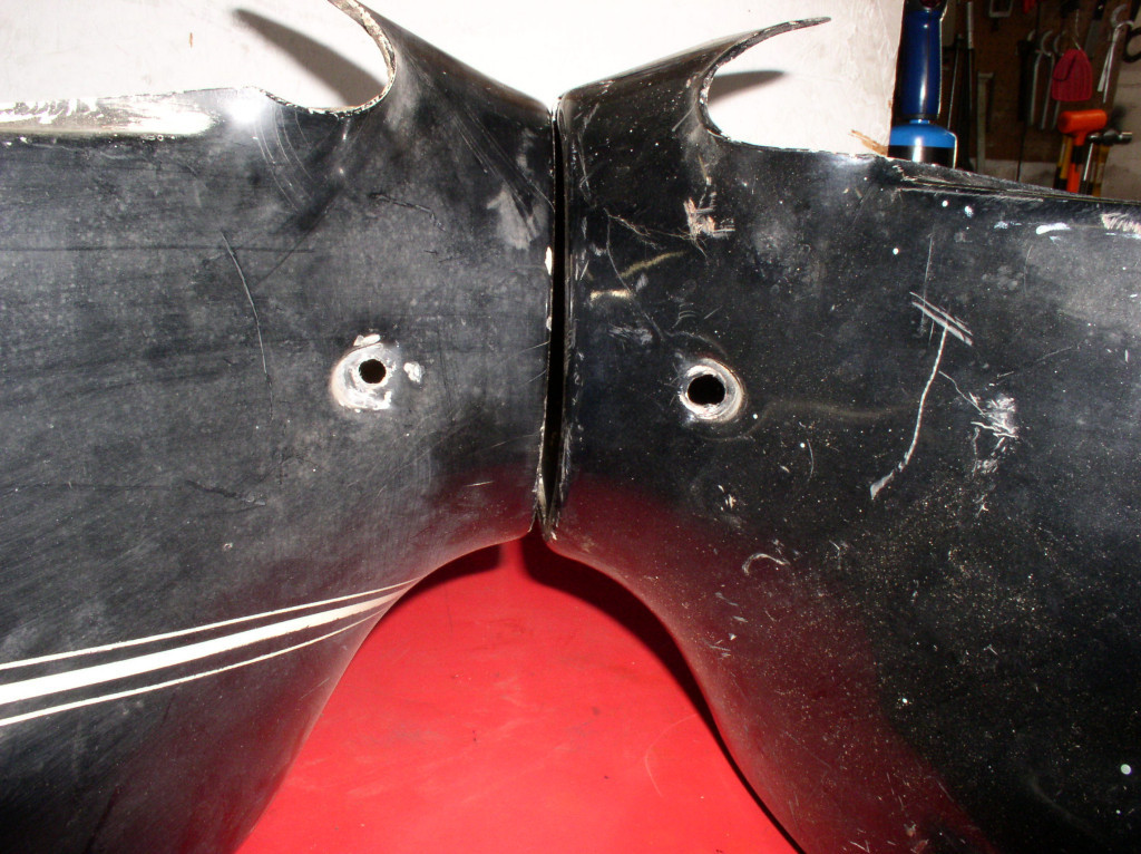 Side by side comparison of the nose. Early fairing is on the left; late fairing is on the right.