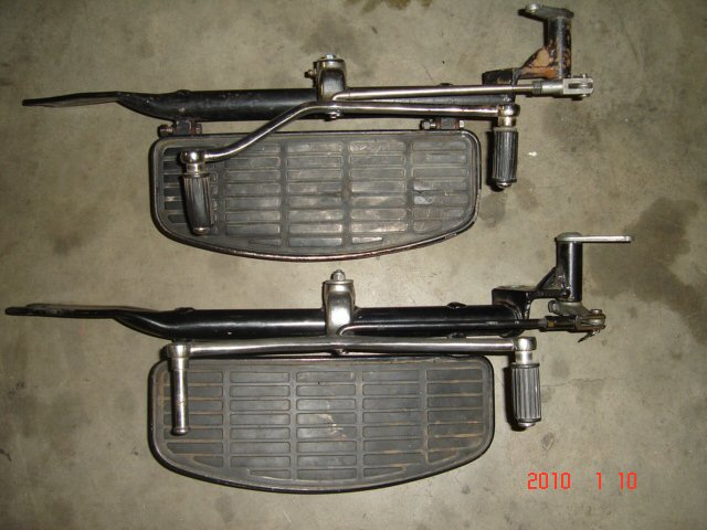 Two different version of loop frame shift levers. Note the dog leg in the top shift lever as well as the standard bent rod.