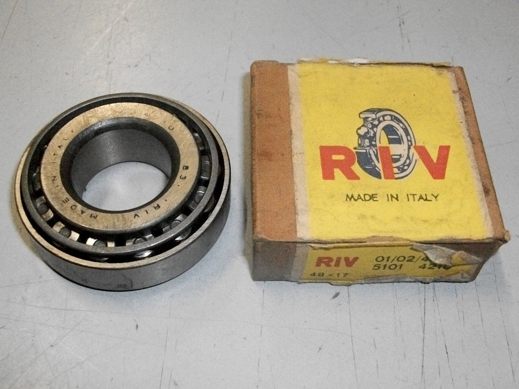 Original RIV 01-02-4210 Wheel bearing used on the two leading shoe Moto Guzzi V700, V7 Special, Ambassador, 850 GT, 850 GT California, Eldorado, and 850 California Police models.