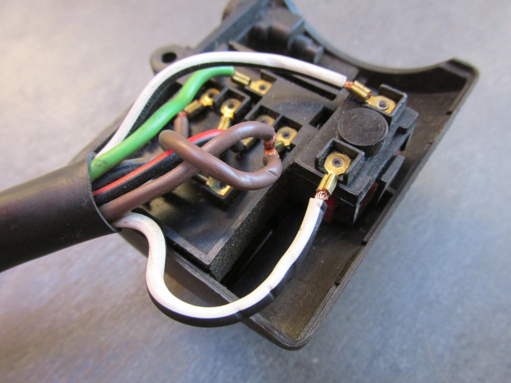 Right handlebar switch wiring for a 1985 Moto Guzzi Le Mans 1000 (MG# 28750340).